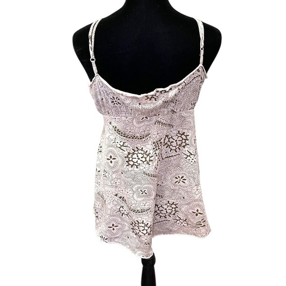 Y2K Twinklzzz White & Brown Paisley Babydoll Cami Tank Top Medium coquette boho - Picture 2 of 8